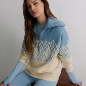 HEDDA FAIRISLE HALF ZIP - ASHLEY BLUE