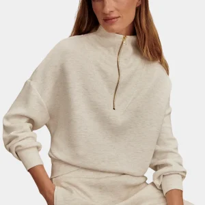 HAWLEY HALF ZIP SWEAT - IVORY MARL