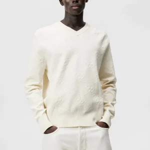 VITO JACQUARD V-NECK SWEATER - TURTLEDOVE