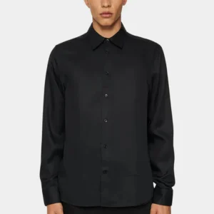 SLIM LS COMFORT TENCEL SHIRT - BLACK