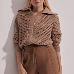 ELOISE FULL ZIP KNIT - WARM TAUPE