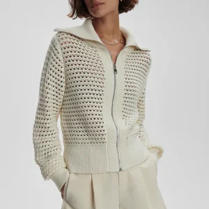 ELOISE FULL ZIP KNIT - EGRET