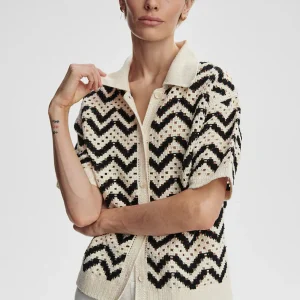 ANAIS CROCHET POLO SHIRT - BIRCH