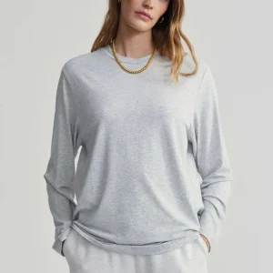 LEAH LONG SLEEVE BOYFRIEND - LIGHT GREY MARL