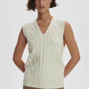 KAY CABLE KNIT VEST - SNOW WHITE