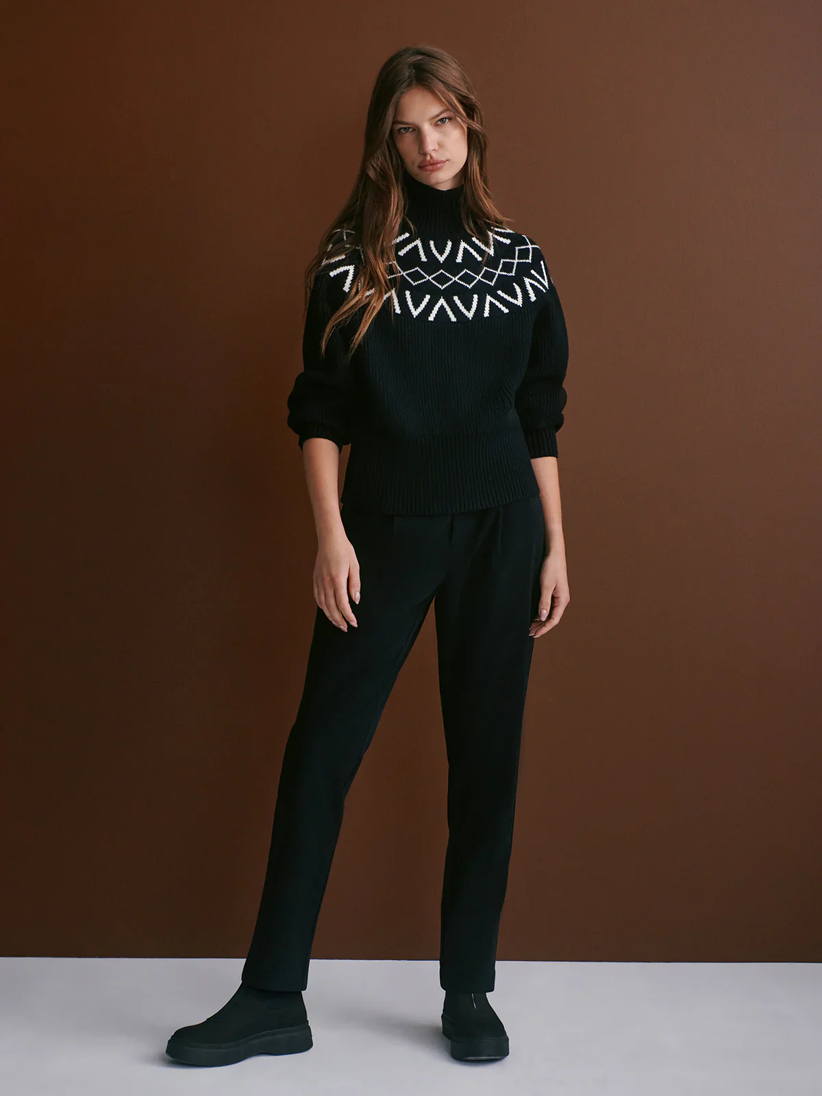 MARCIE FAIRISLE YOKE KNIT - BLACK - Afbeelding 5