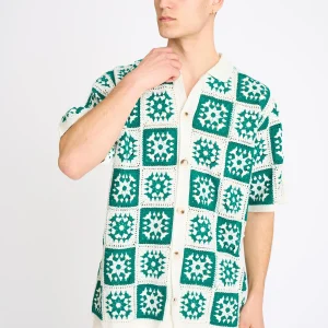 LEON CHROCHET SS OVERSHIRT - GREEN