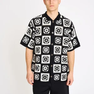 LEON CHROCHET SS OVERSHIRT - BLACK