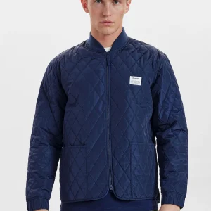 QUILTED ZIP JACKET - NAVY