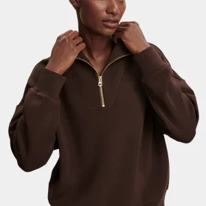 HAWLEY HALF ZIP SWEAT - COFFEE BEAN