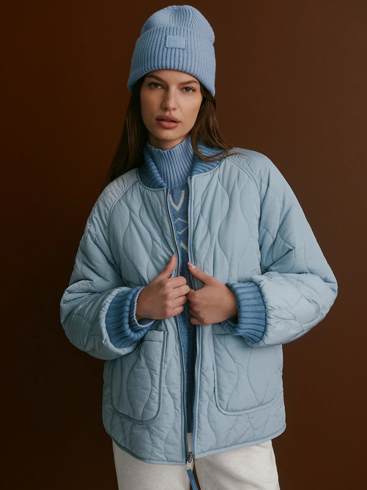 SERINA REVERSIBLE QUILT JACKET - CORONET BLUE / ASHLEY BLUE