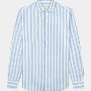 LINEN WIDE SPREAD - STRIPE - LIGHT BLUE STRIPE