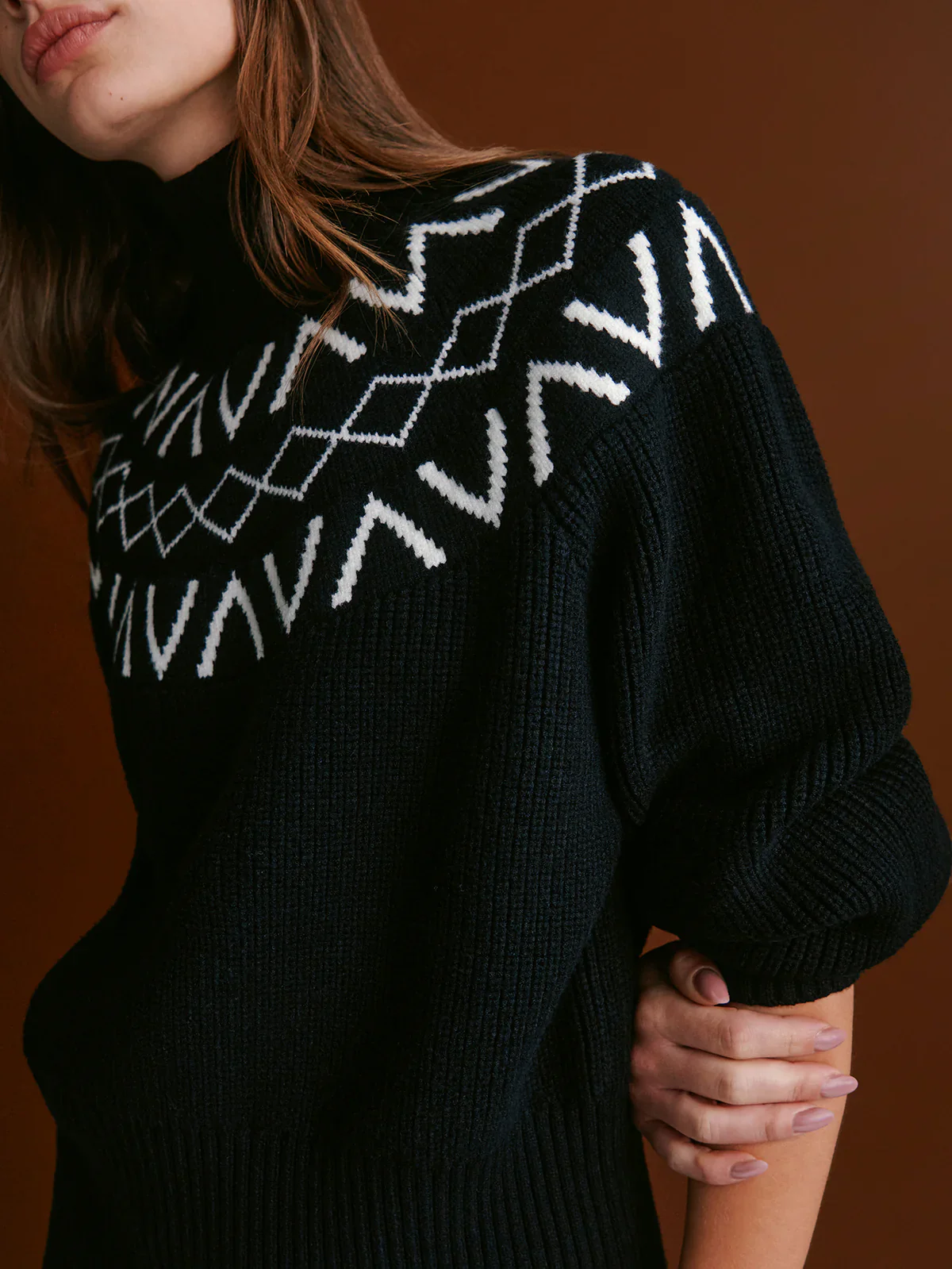 MARCIE FAIRISLE YOKE KNIT - BLACK - Afbeelding 3