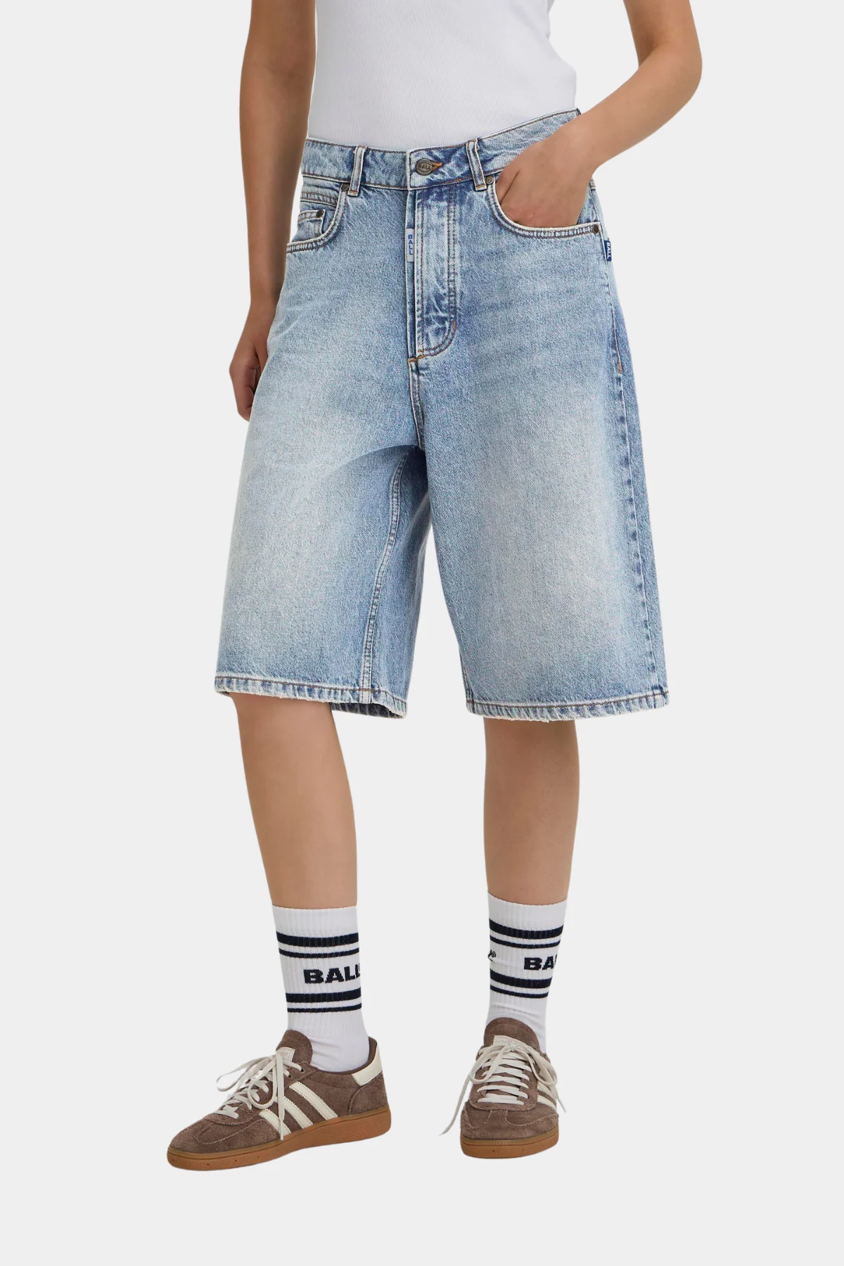 BASAGA MW DENIM SHORTS - 90S MEDIUM BLUE INDIIGO