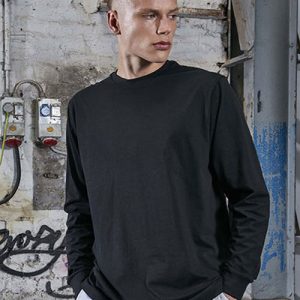 Build Your Brand Organic Longsleeve Cuffrib heren T-shirt