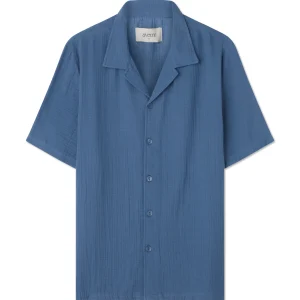 COLLINS SHIRT COTTON - CRINCLE INDIGO BLUE