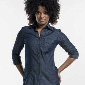 Chaud Devant Shirt Women Blouse Denim Stretch 3/4 Sleeve