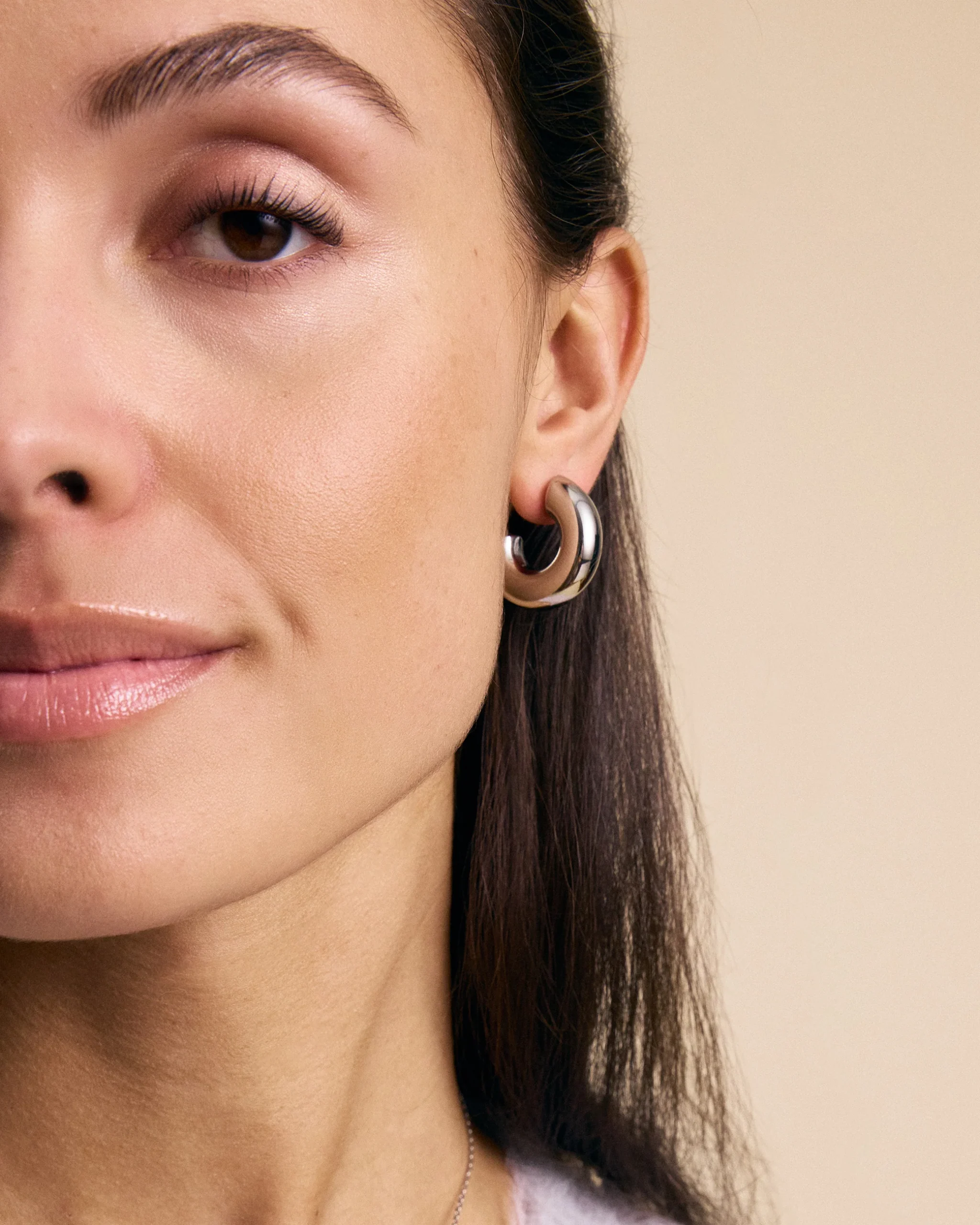 CHUNKY CREOLES S - STEEL - Afbeelding 3