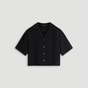 ELENOR SHORT-SLEEVE BLOUSE - BLACK