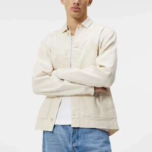 ERROL LINEN WORKWEAR OVERSHIRT - MOONBEAM
