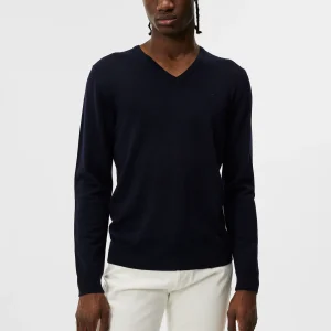 LYMANN MERINO V-NECK SWEATER - NAVY