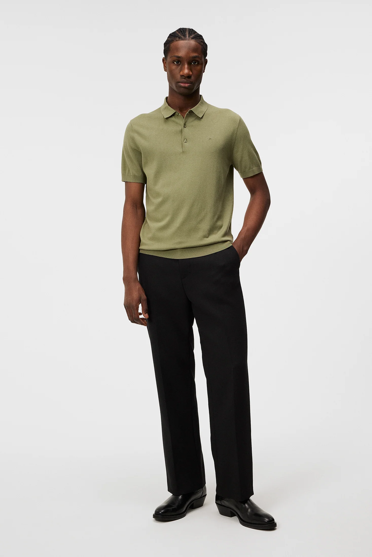 RIDGE RAYON SILK POLO - OIL GREEN - Afbeelding 3