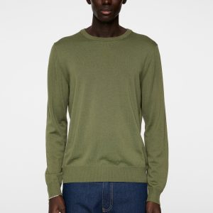 KEANE LIGHT MERINO CREW NECK - OLIVINE