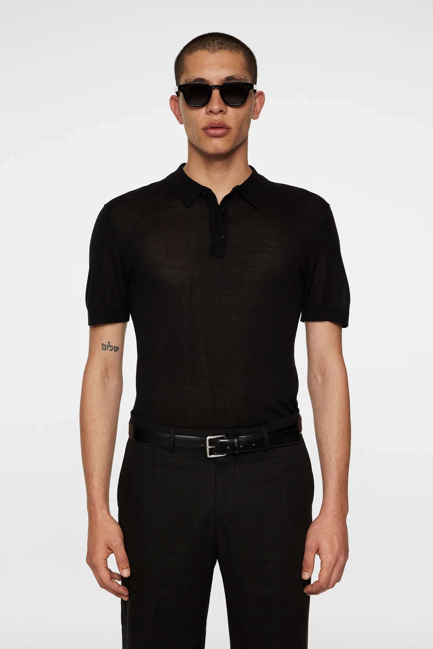RIDGE LYOCELL SILK POLO - BLACK