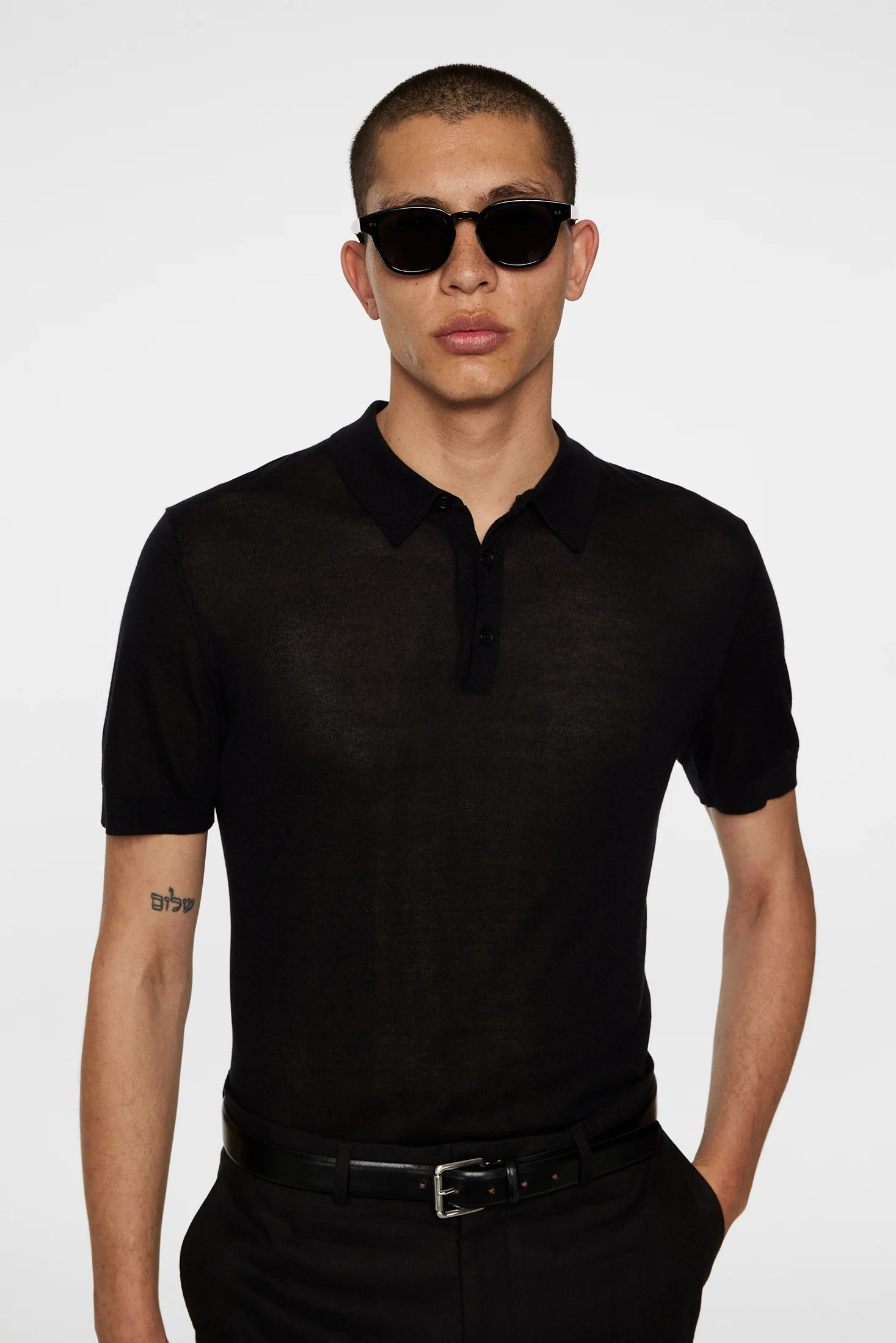 RIDGE LYOCELL SILK POLO - BLACK - Afbeelding 5