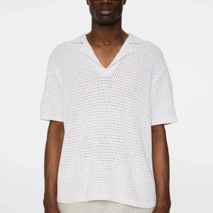 ETHAN OPEN COLLAR KNIT POLO - MOONBEAM