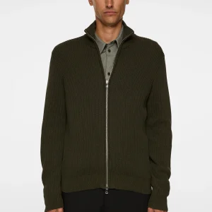 ALEXIS FULL ZIP CARDIGAN - FOREST GREEN