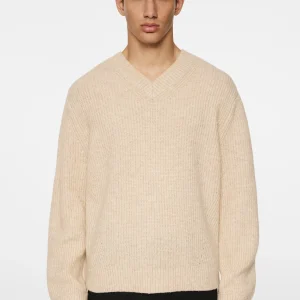 VITOR V-NECK HEAVY KNIT - MOONBEAM MELANGE
