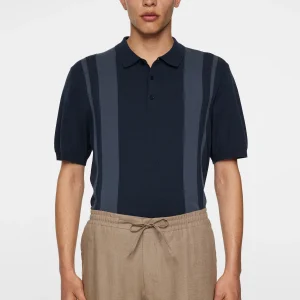 REYMOND STRIPE KNIT POLO - JL NAVY