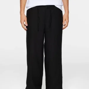 NOAH DRAPE LINEN PANTS - BLACK