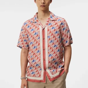 ELIO TENCEL MOTO PRINT SHIRT - MOTO MONOGRAM BORDER CEDAR