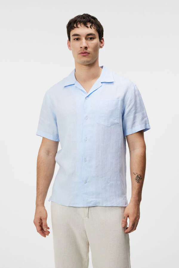ELIO LINEN MELANGE SHIRT - CHAMBRAY BLUE - Afbeelding 2