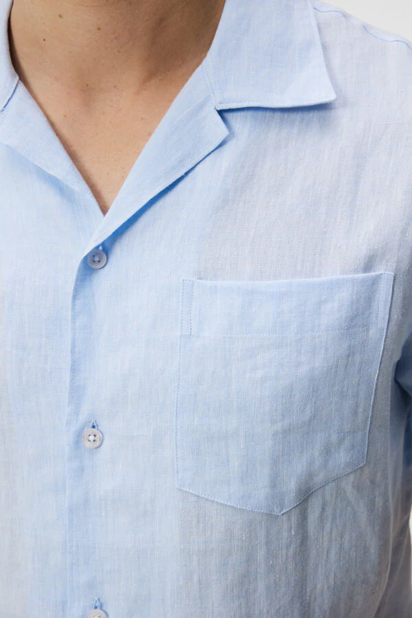 ELIO LINEN MELANGE SHIRT - CHAMBRAY BLUE - Afbeelding 6