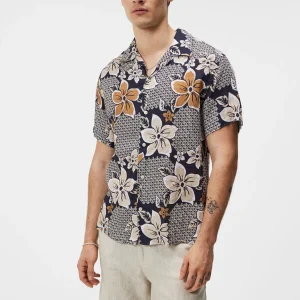 ELIO LINEN ISLAND FLORAL SHIRT - MIX SAFARI