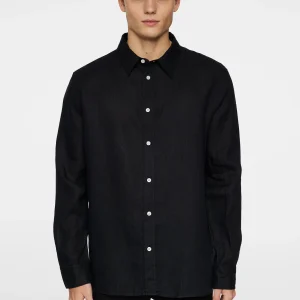 REG LS CLEAN LINEN SHIRT - BLACK