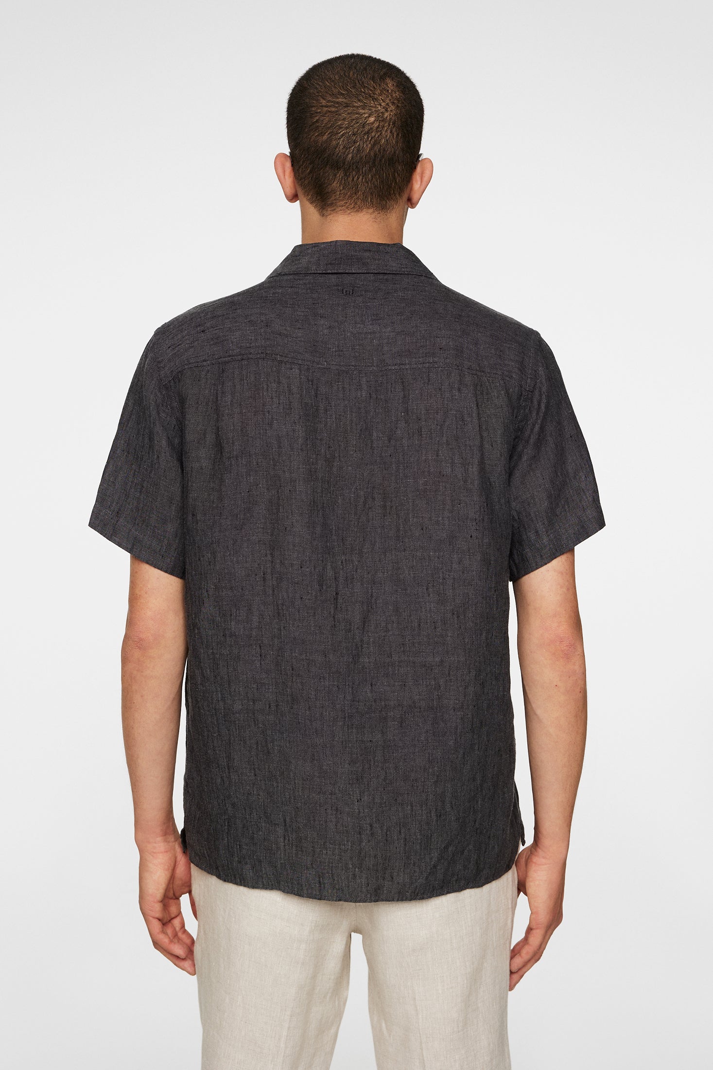ELIO LINEN MELANGE SHIRT - BLACK - Afbeelding 3