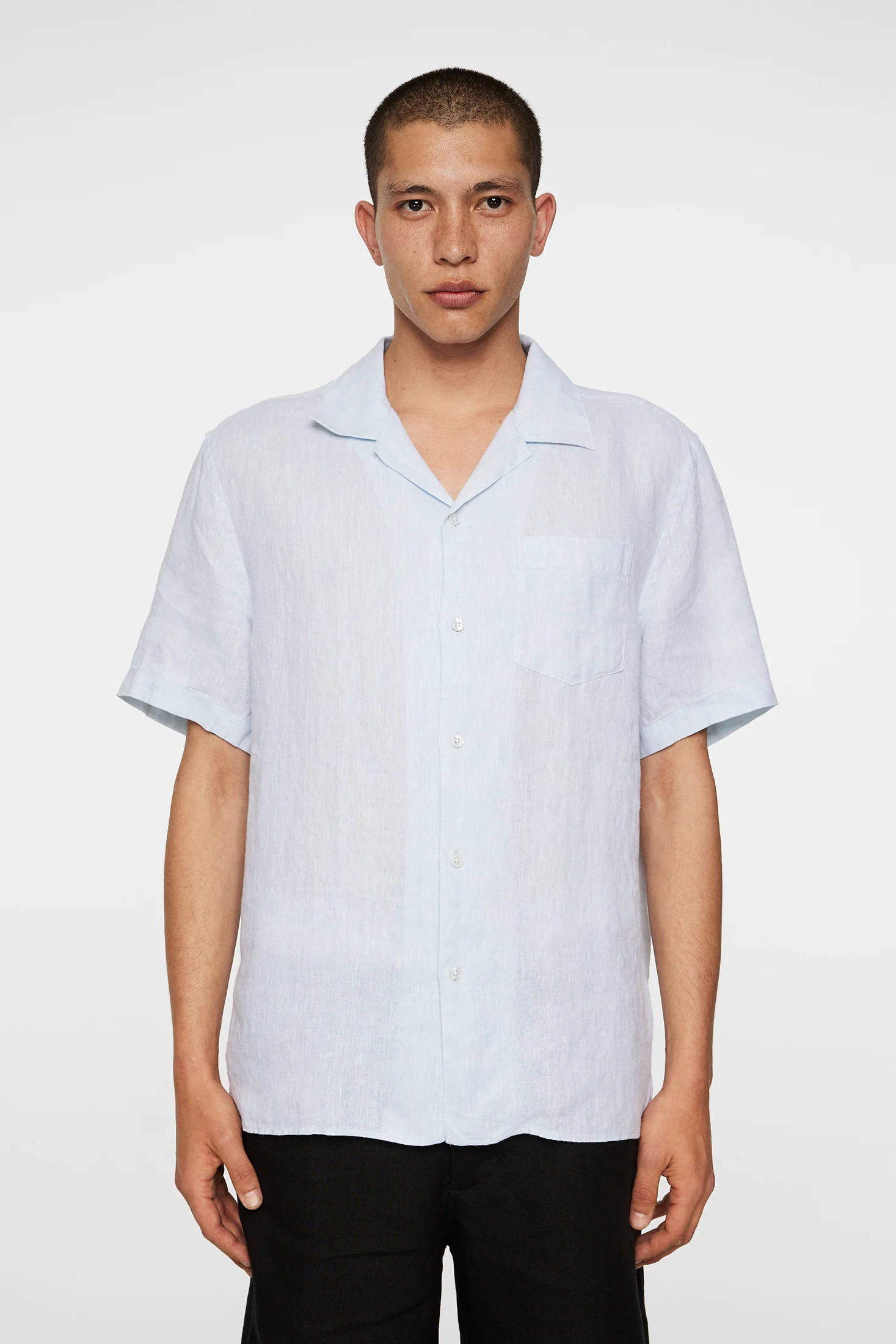 ELIO LINEN MELANGE SHIRT - WINTER SKY