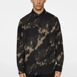 REG LS TENCEL PRINT SHIRT - WARP FOREST