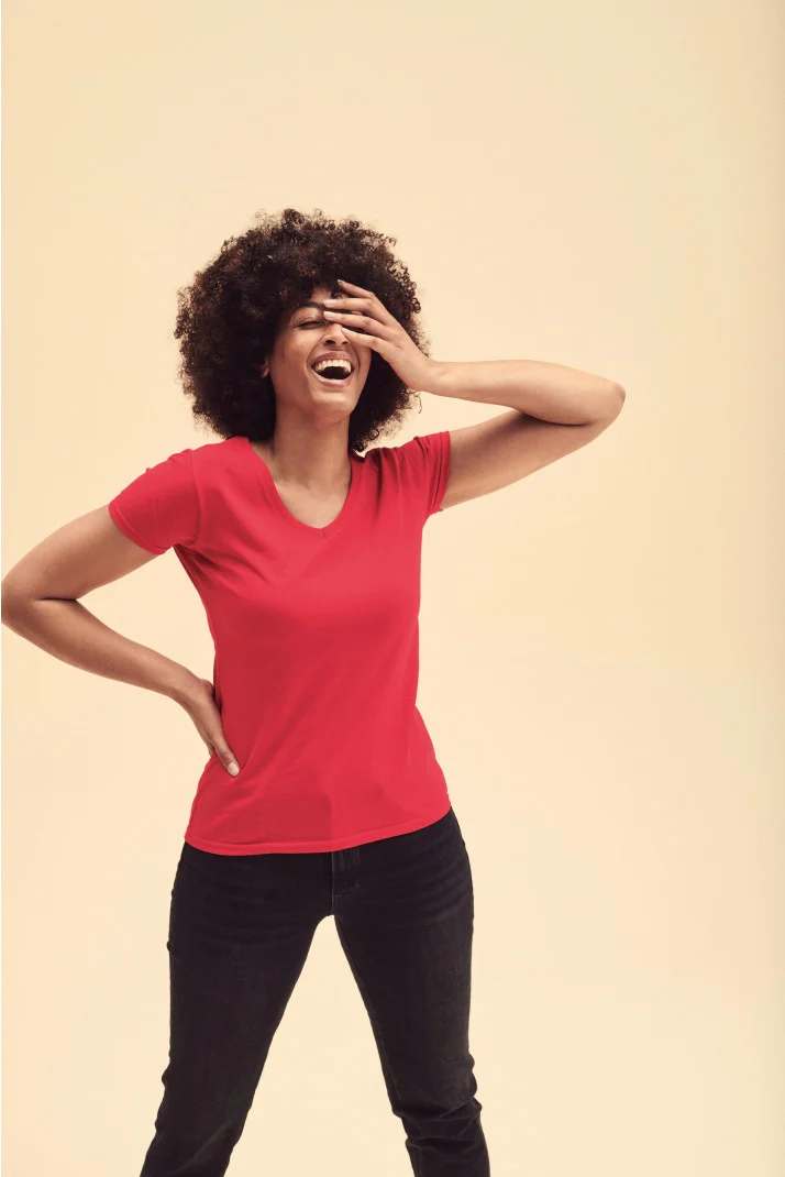 Fruit of the Loom Valueweight V Neck T dames T-shirt V-hals