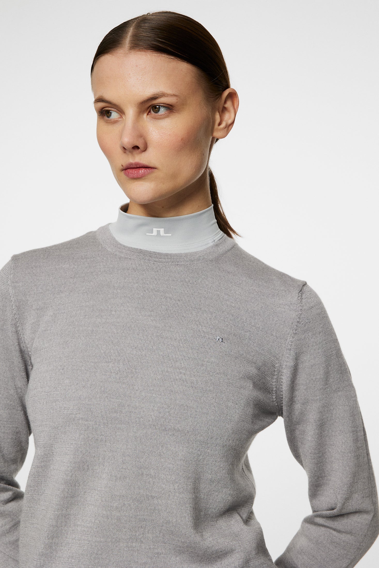 ARIA KNITTED SWEATER - LIGHT GREY MELANGE - Afbeelding 5