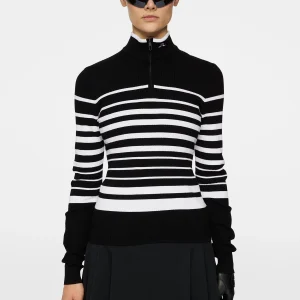 CHERYL KNITTED ZIP SWEATER - BLACK
