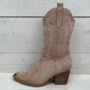Suèdine cowboylaarzen met metallic detail khaki