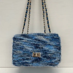 Tweed schoudertasje blauw