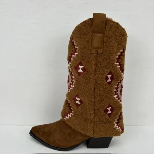 Cowboylaarzen met teddy flap camel