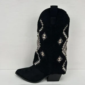 Cowboylaarzen met teddy flap zwart