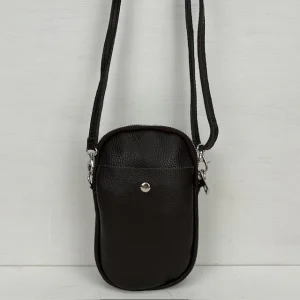 Leuk real leather telefoontasje donkerbruin